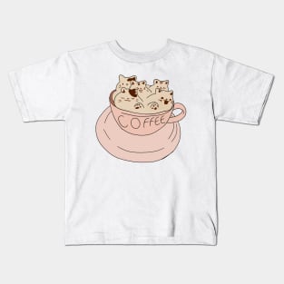 kawaii kittens in coffee cup cute Kids T-Shirt